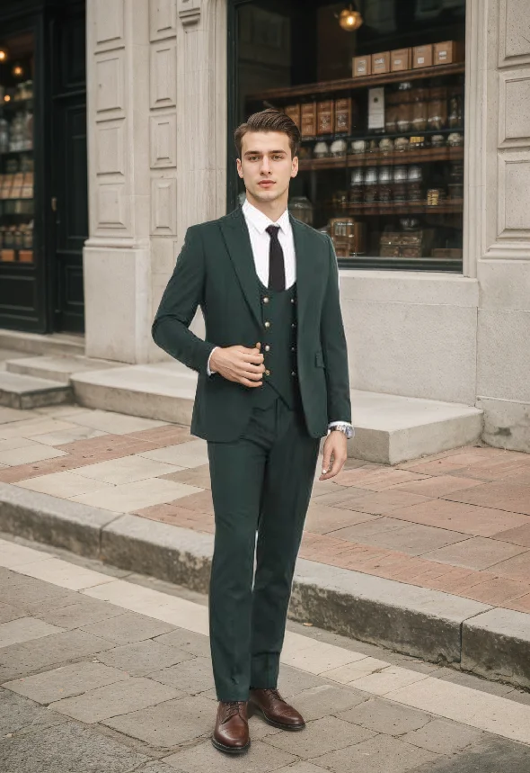 

Men's Suits 3 Piece Slim Fit Suits for Men Double Breasted Suit Men Business Wedding Prom Tuxedo Suit