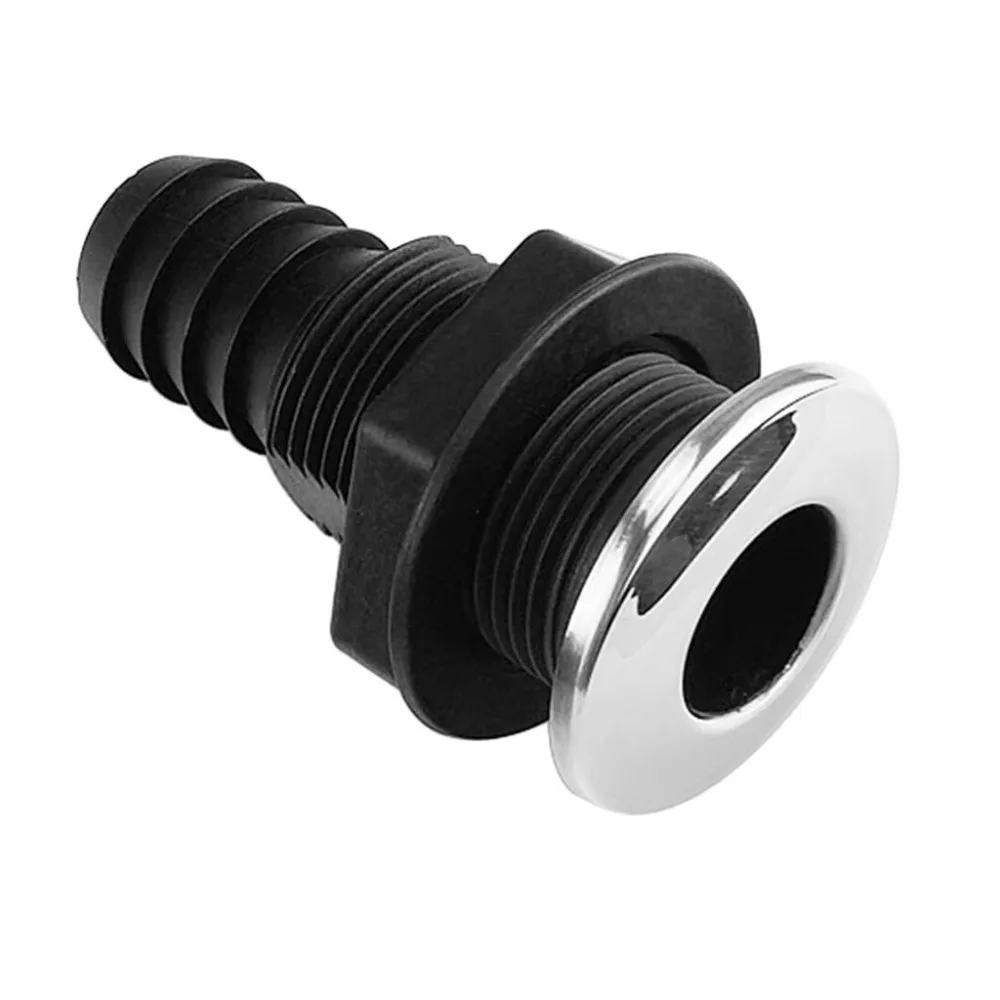 Durable 20 mm Hose Through-hull Hose Connector Black Plastic Hose Connector Accessory Thru Hull Fitting for Boat Yacht Drainage