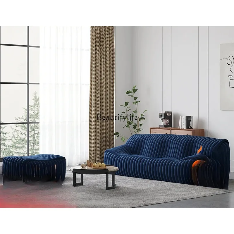 Nordic minimalist wabi sand wind Nordic leather sofa modern simple leisure small apartment