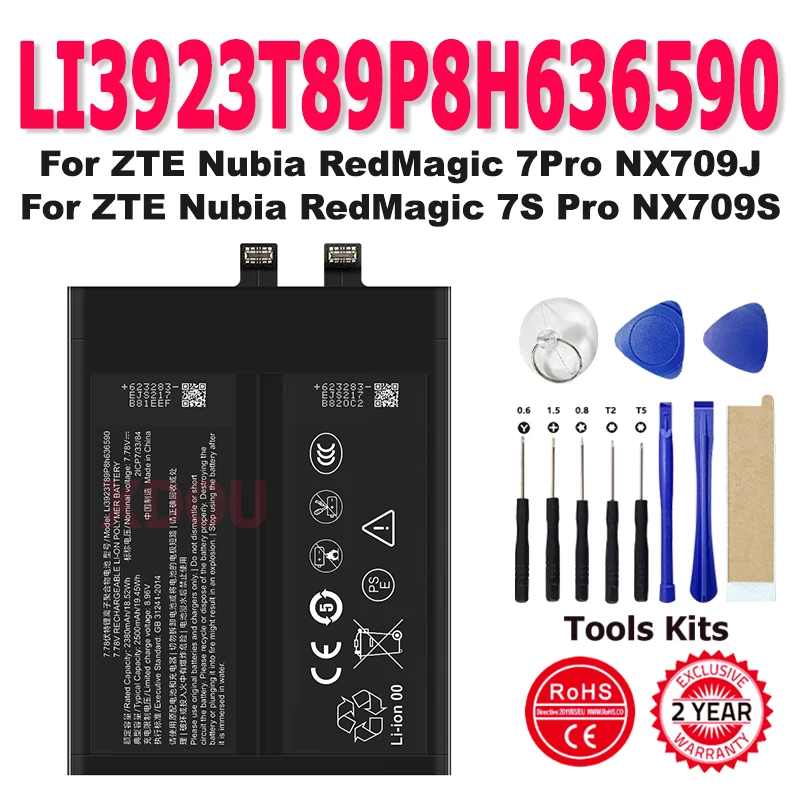 New 7.78V 5000mAh LI3923T89P8H636590 Battery For ZTE Nubia Red Magic 7Pro NX709J / RedMagic 7S Pro NX709S Mobile Phone + Tool