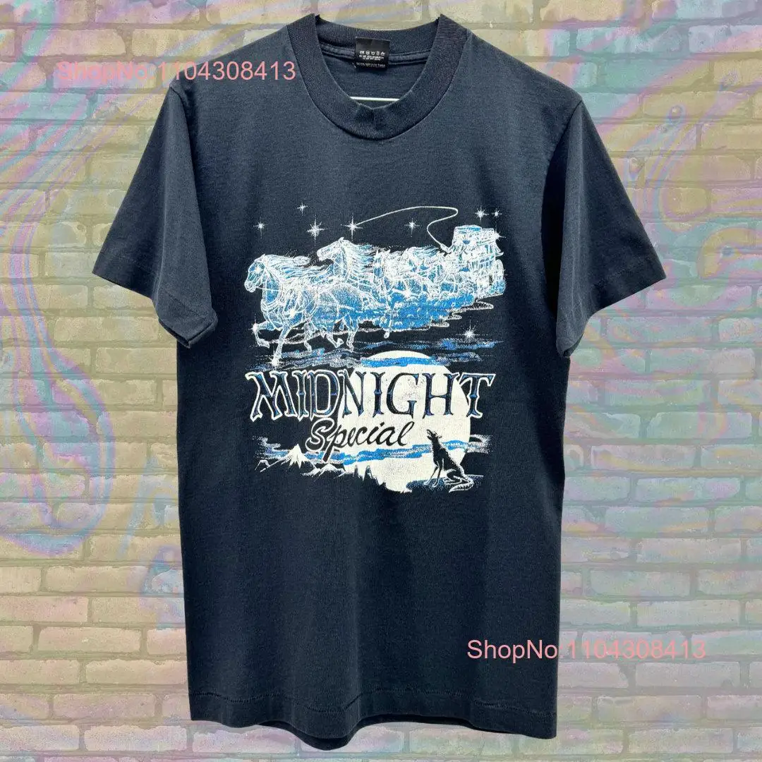 Vintage Midnight Special T Shirt Men's Large Black Western Cowboy Horse Print 90s Y2K Nighttime Sky Retro Streetwear