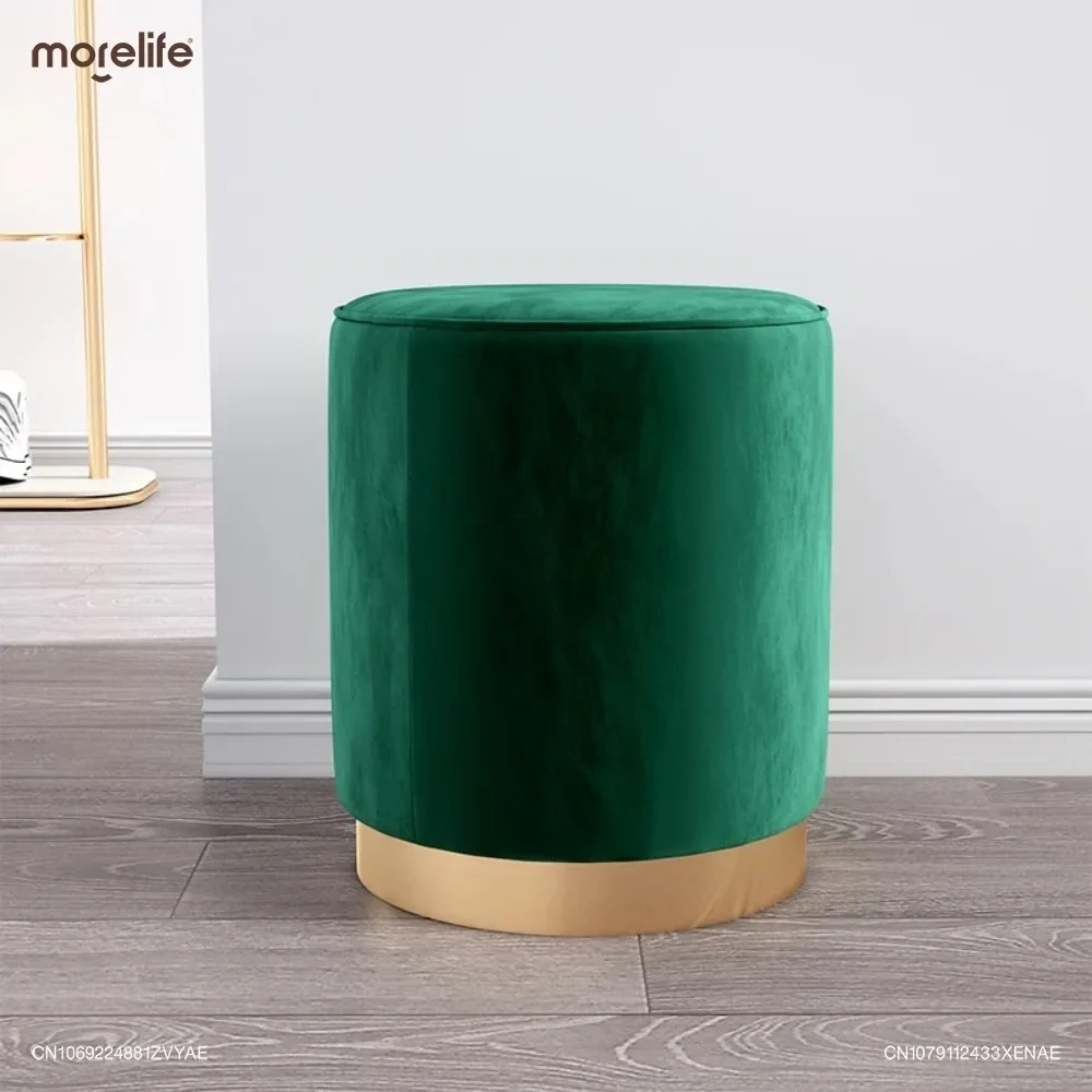 

Nordic Light Luxury Round Stool Small Footrest Stool Hall Shoe Bench Ottoman Makeup Chair Modern Home Living Room Furniture K01