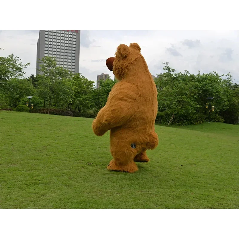 300cm Inflatable Cute Furry Plush Bear Cartoon character Mascot Costume Advertising Ceremony Fancy Dress Party Animal carnival