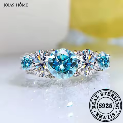 JOIAS HOME moissanite Silver 925, 3.6CT Women's Moselle Mine Ring 5 Sparkling Diamonds Wedding Ring S925 Pure Silver Jewelry