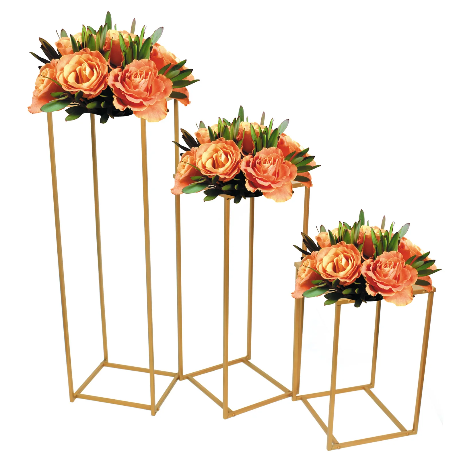 Support de boîte géométrique en fer, cadre de fleurs, accessoire de mariage, présentoir de décoration de fête, 3 pièces