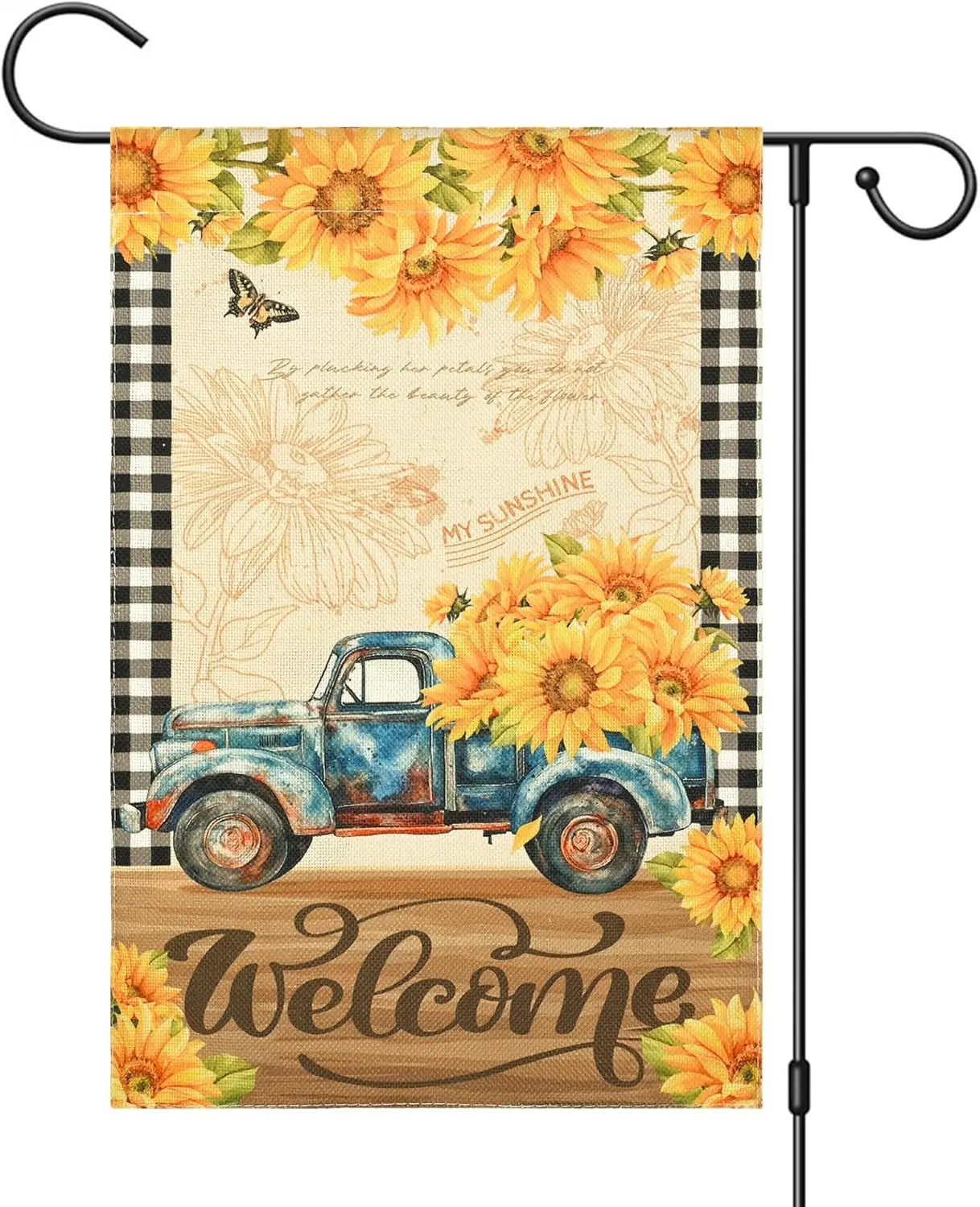 Feuille Spring Garden Flag 12x18 Inch,Double Sided Vintage Truck & Sunflower Spring Summer Garden Flag, Farmhouse Outdoo AAS