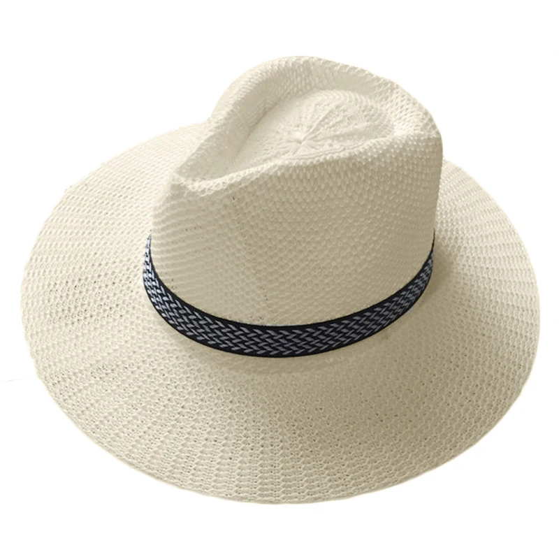 SXYPAYXS-Middle Aged Elderly Hat Male Summer Straw Sun Hat Panama Wide Brim Western Hat Elderly Sun Hat Father Hat