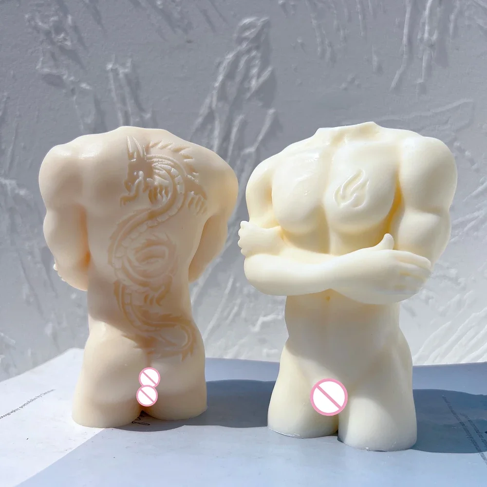 3 Designs Female Human Torso Goddess Lion Body Silicone Mold For Resin Art Dragon Tattoo Man Woman Body Candle Mold