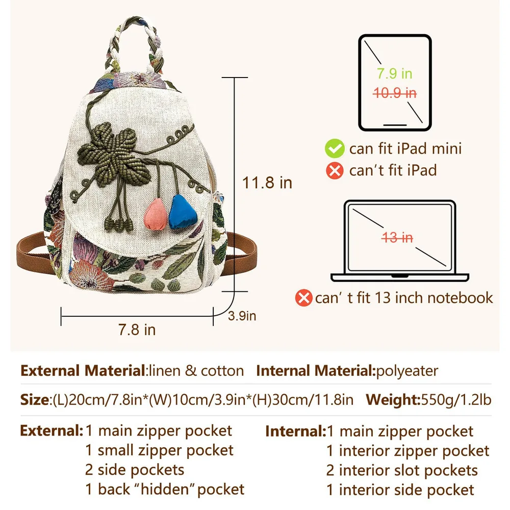 MOTAORA 2025 New Cotton Small Backpack Purse Hand Knitting Mini Casual Chest Bag Chinese National Style Women Backpack