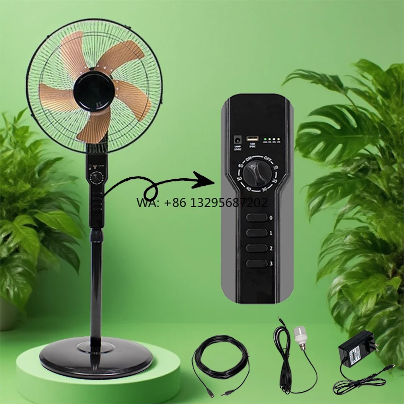 

Portable 16 Inch Camping Floor Fan 360 Degree Movable Adjustable Solar Charging Fan with Solar Panel