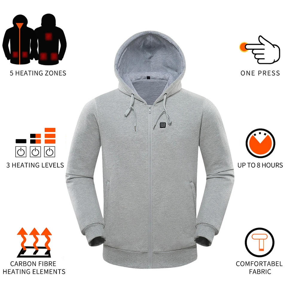 USB Electric Heating Hoodie Comfortable And Warm Heating Hoodie Skiing Outdoor Hiking Heating Jacket Motorcycle