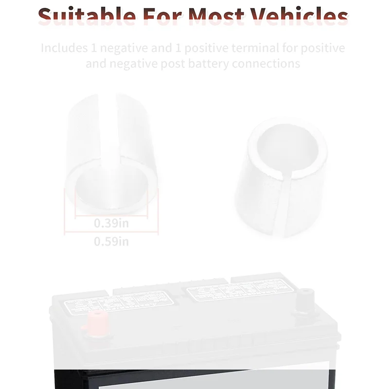 2Pc Car Battery Post Adaptors Sleeves Car Battery Terminal Converters Post Adaptors Sleeves Positive Negative Repair Shim