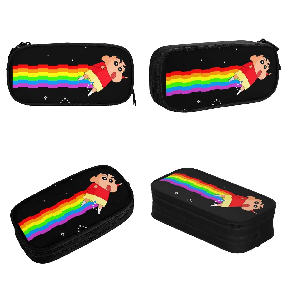 Imagem -02 - Crayon Shin-chan Nyan Cat Lápis Cases Pen Box para Estudante Bolsas de Grande Capacidade Material Escolar Papelaria Cosmética