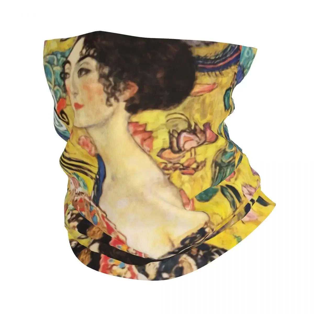 Gustav Klimt Lady With Fan Bandana Neck Gaiter UV Protection Face Scarf Cover Women Men Headband Tube Balaclava