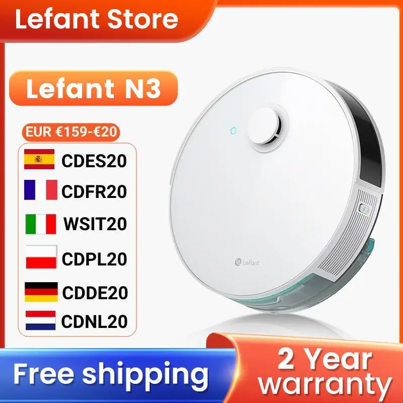 Lefant N3 4000Pa Suction Robot Vacuum and Sonic Mop Combo,Precision Mapping with Lidar&dToF Sensors,Ultrasonic Carpet Detection