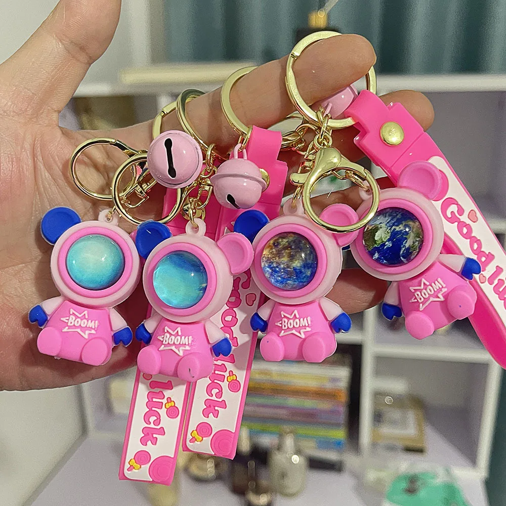 Planet Crazy Shuttle Bear Keychain Pvc Flexible Glue Key Chain Couple Bags Three-dimensional Doll Pendant Gift For Women