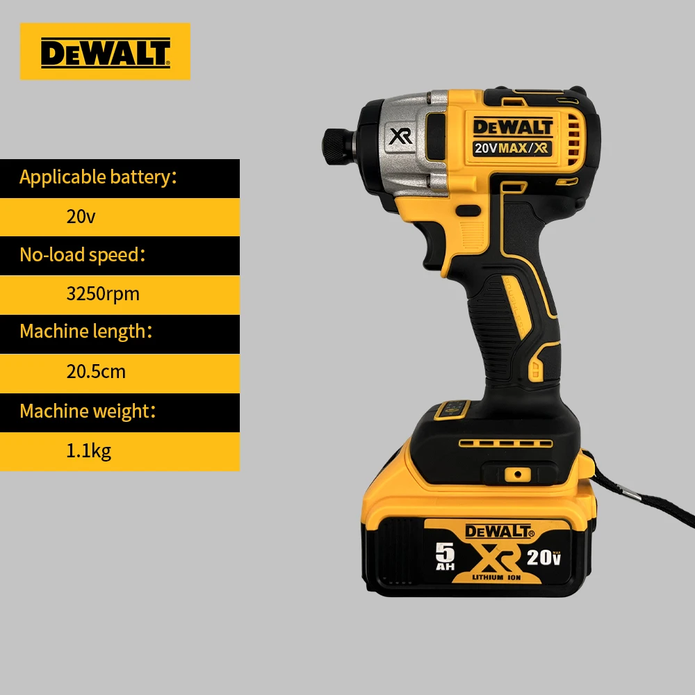 Imagem -05 - Cordless Impact Driver Furadeira Elétrica 18v Bateria de Iões de Lítio Brushless Motor Led Chave de Fenda Luz Dewalt-dcf887