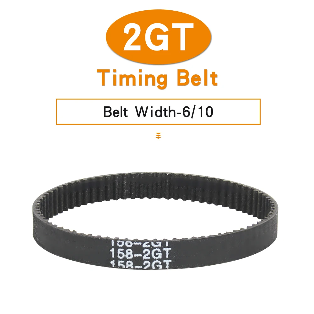 2GT Timing Belt Width 6/10 mm Rubber Synchronous Belt Perimeter 134/136/140/146/150/154/158/160/172/180 mm For 3D Printer Parts