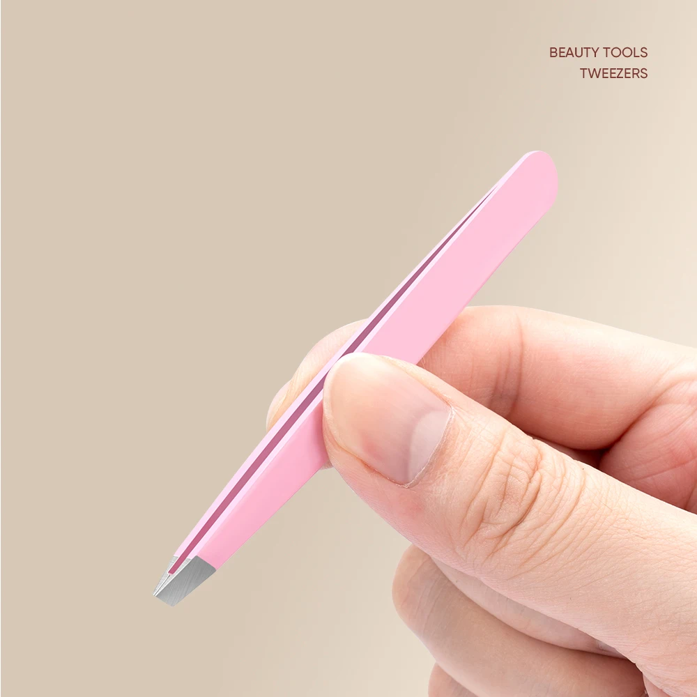 ชุดแหนบคิ้วหลากสี 5 ชิ้น ปลายเฉียง 9.6 ซม. เครื่องมือตกแต่งคิ้วอย่างแม่นยำ เหมาะสำหรับขนตาและคิ้ว