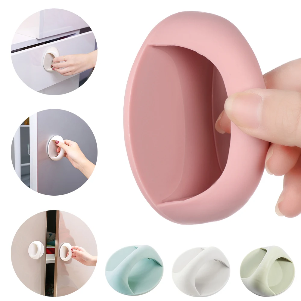 Poignée de porte ronde auto-arina polyvalente, boutons auxiliaires, poignées de garde-robe de meubles en plastique, fenêtre en verre, nervure de réfrigérateur