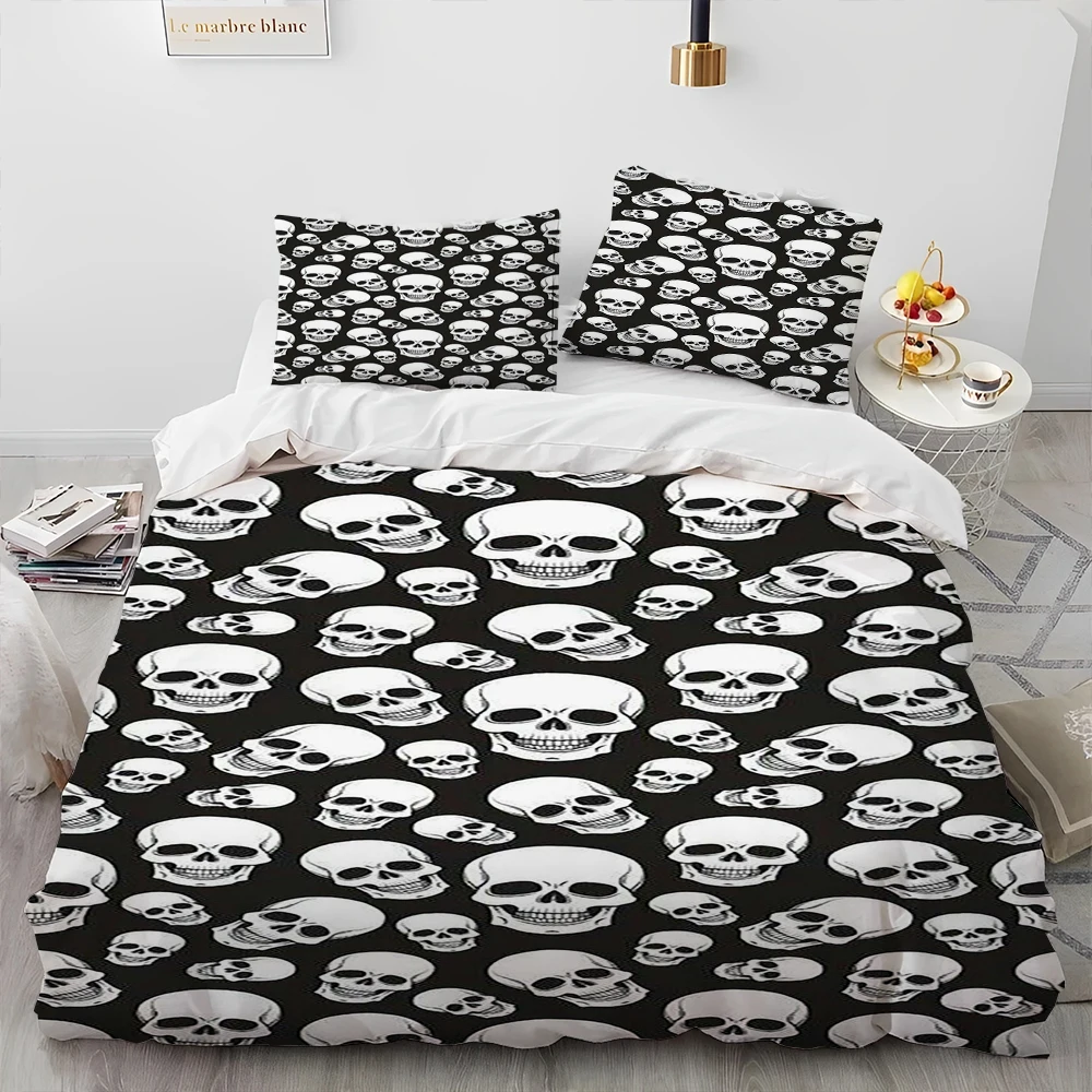 Imagem -04 - Crânio Cartoon Comforter Bedding Grupo 3d Gothic Horror Duvet Cover Bed Grupo Quilt Cover Fronha King And Queen Size Presente