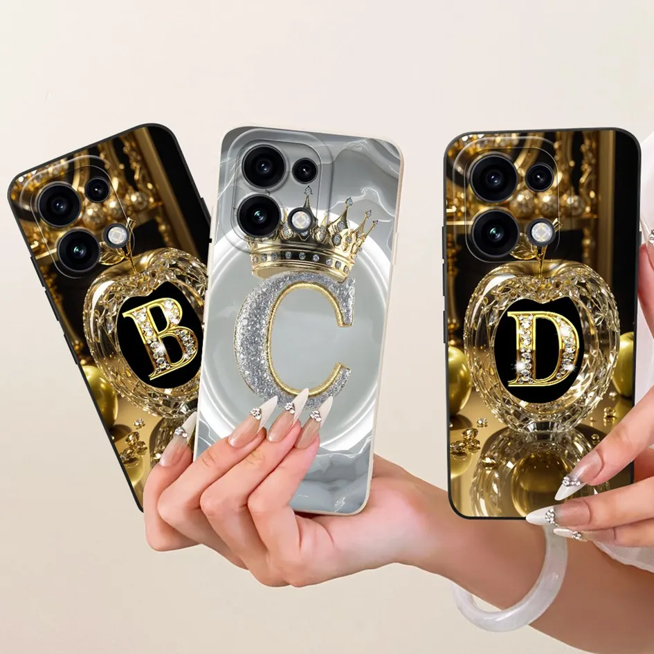 For Oppo Reno 16 Case CPH2865 Fashion Initial Letters Crown Cover Soft Silicone Couple Phone Case For OPPO Reno16 Pro 16F Fundas