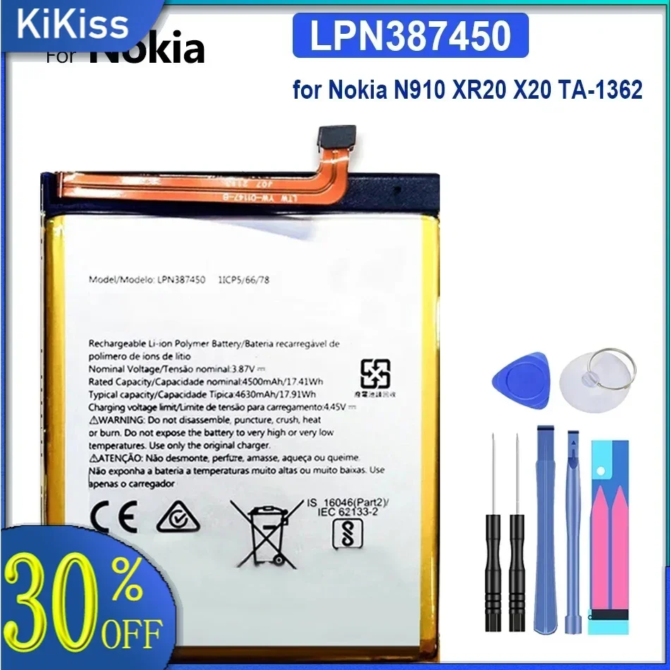 Replacement Battery LPN387450, For Nokia N910, Xr20, X20, Ta-1362, 4630mAh