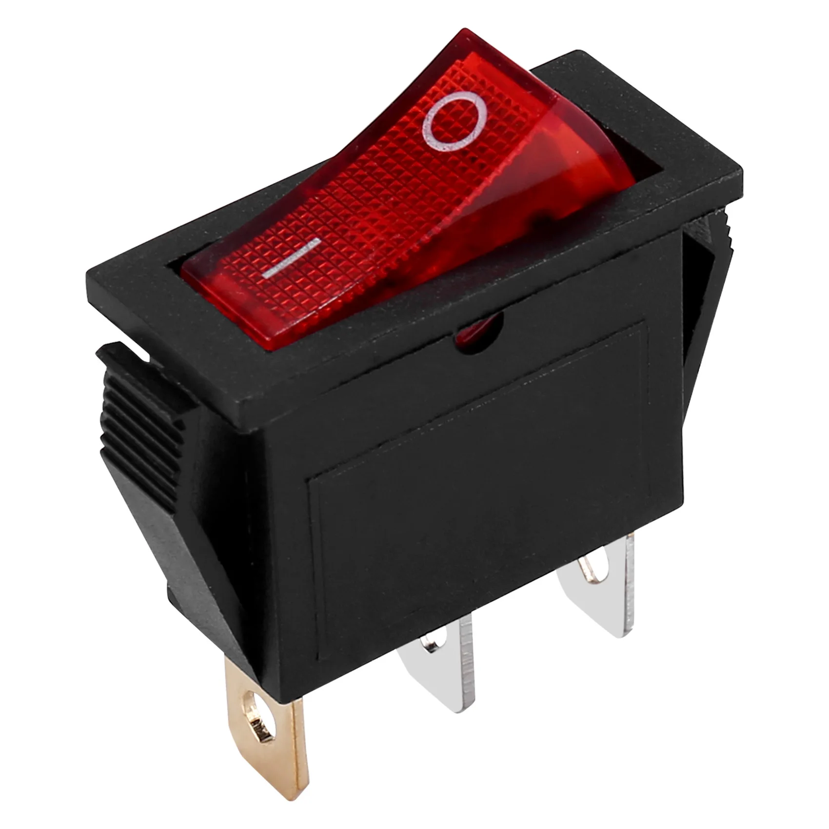 เป็นมิตรกับสิ่งแวดล้อม Rocker Switch ON OFF Bright Bipolar 28x10 มม.250V 15A 3 เทอร์มินัลสีแดง