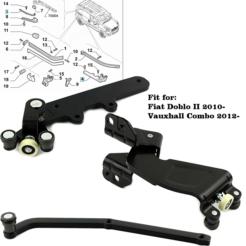 

1 set of right door sliding roller upper middle lower suitable For Fiat Doblo II Opel Combo 2010 -