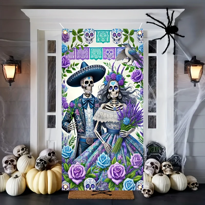 Décoration multifonctionnelle 2D pour festival du Dieu de la Mort, motif couple et oiseaux, 1 pièce