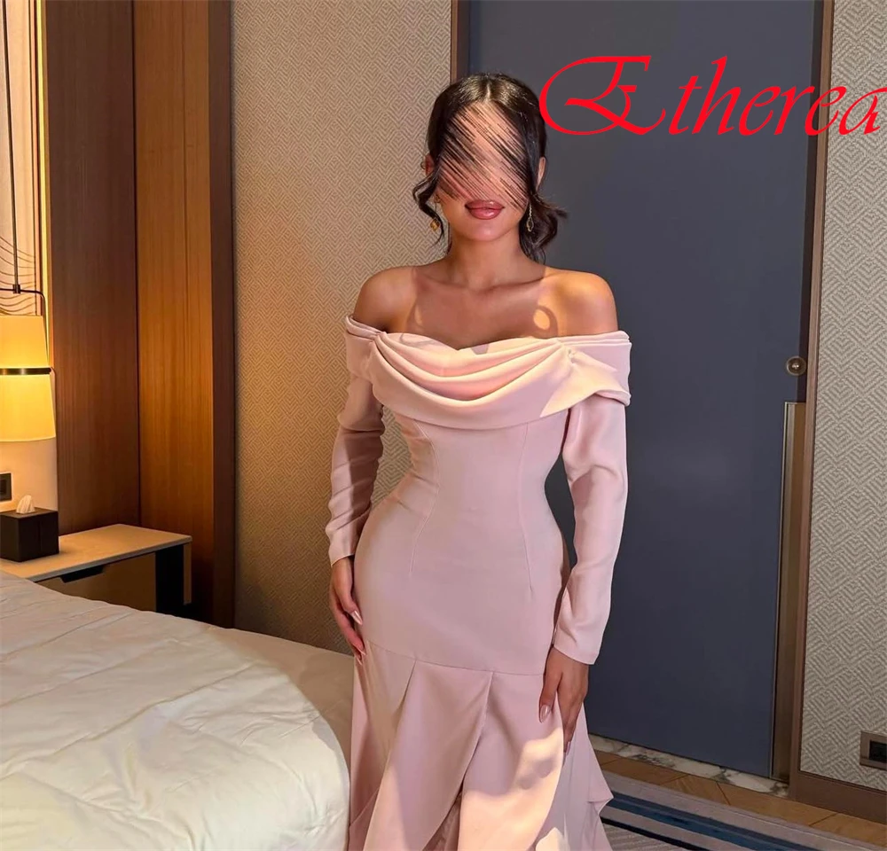 Customized Elegant Off the Shoulder Sleeveless Evening Dress Temperament Jersey Prom Dresses Delicate Ruched Party Gowns