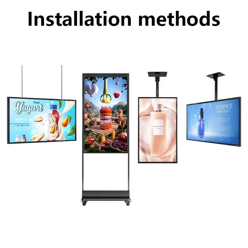 Wall Mounted Digital Signage 43 49 55 65 Inch 4500nits High Brightness Hanging Advertising Screen Lcd Window Facing Display