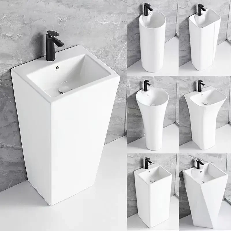 Ceramic pillar basin wash floor-to-ceiling integrated wash basin balcony bathroom small apartment wash