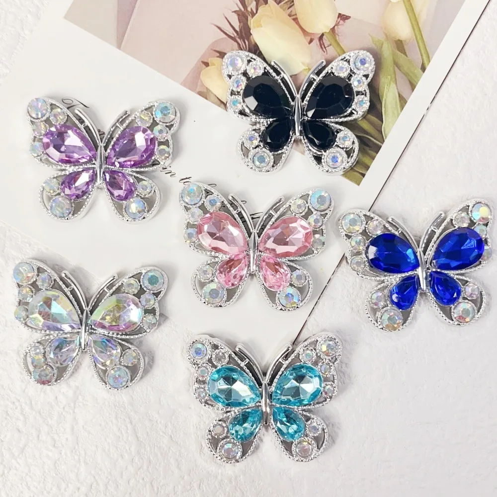 6pcs Shoes Charms Removable Colorful Resin Rhinestones Butte