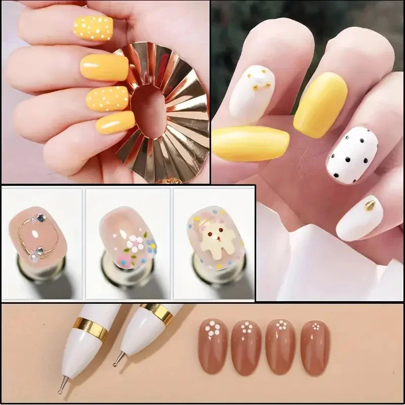 4 em 1 ferramentas de pontilhamento da arte do prego ponta da arte do prego ponto pintura manicure kit rotativo esferográfica broca caneta pontilhada ferramentas caneta ponto do prego