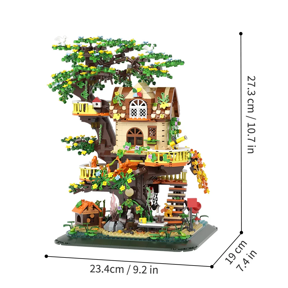 DIY Tree House Model Building Blocks Set 1877PCS Forest House Building Brick Street View Sets Kit Gift for Kids Adults