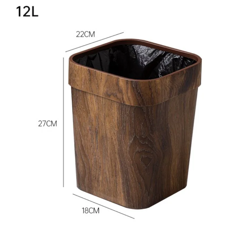 Wooden Wastebasket Plastic Small Basket Paper Kitchen Vintage Bins Retro Square Kitchen Trash Bin