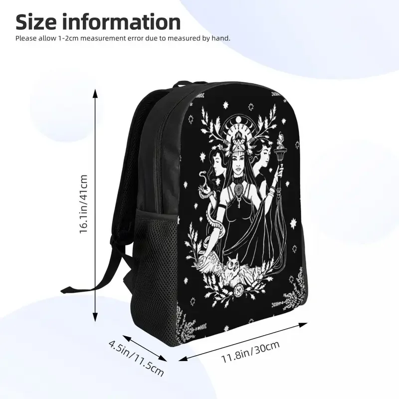 Hekate Triple Goddess Backpack for Men Women Waterproof School College Goth Occult Halloween Witch Bag Printing Bookbag