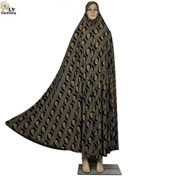 2024Muslim Ramadan Women Hooded Abaya Prayer Garment Loose Casual Dress Fashion Print Floral Dubai Saudi Robe Islamic Clothing