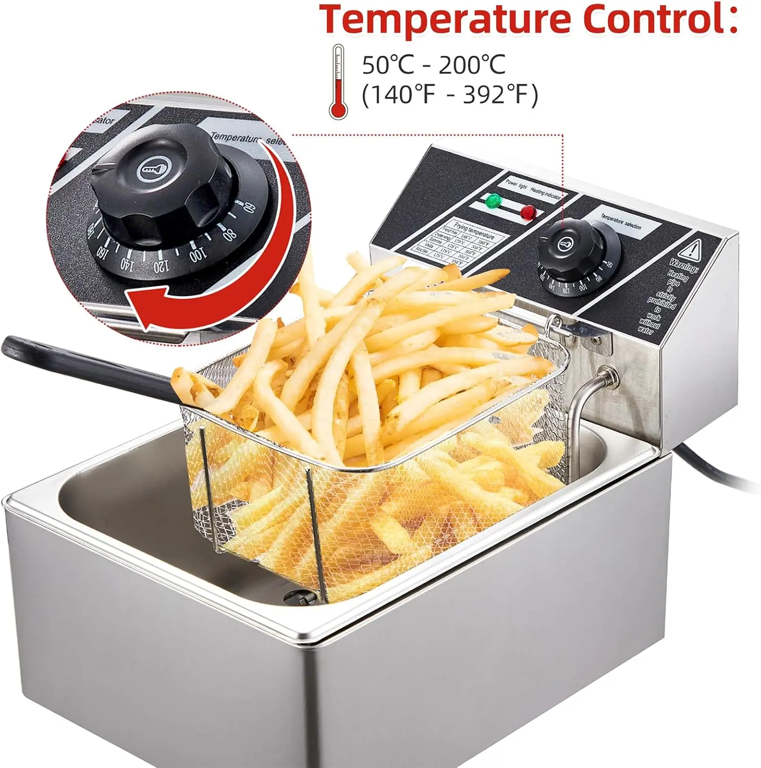 

Electric Deep Fryer, 6 L/5.4 Qts Deep Fryer with Basket, Adjustable Temperature Control,Perfect for Fried Buffalo Wings, Shrimp