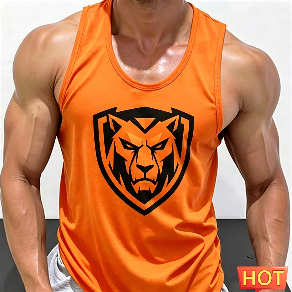 Summer fitness vest men round neck sleeveless T-shirt Hard guy gym tank top men quick-dry men's t-shirt tank top Graphic T-shirt