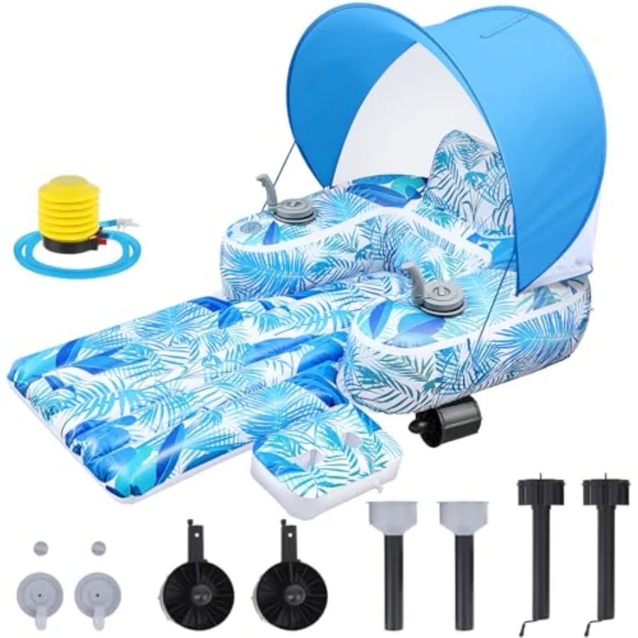 

Motorized Pool Float for Adults: PVC Navy Blue Detachable Canopy Dual Thrusters for Smooth Pool Lake Backyard Use