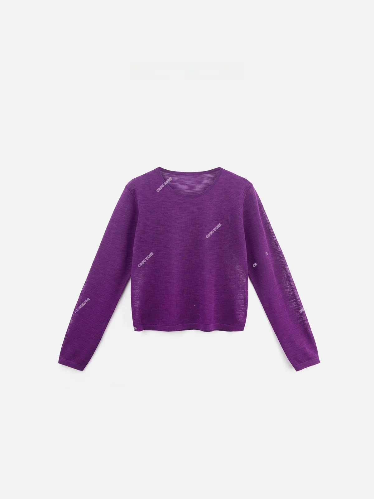 

Slimming Effectiven Long Sve round Ne Knitted Sweater Women's Top ZONE Purple Clay Versatile Sli Commute Sle
