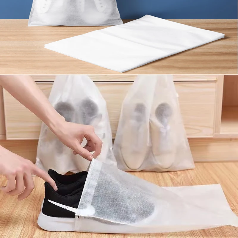 10Pcs/Set Shoe Dust Covers Non-Woven Dustproof Drawstring Clear Storage Bag Travel Pouch Shoe Bags Drying Shoes Protect