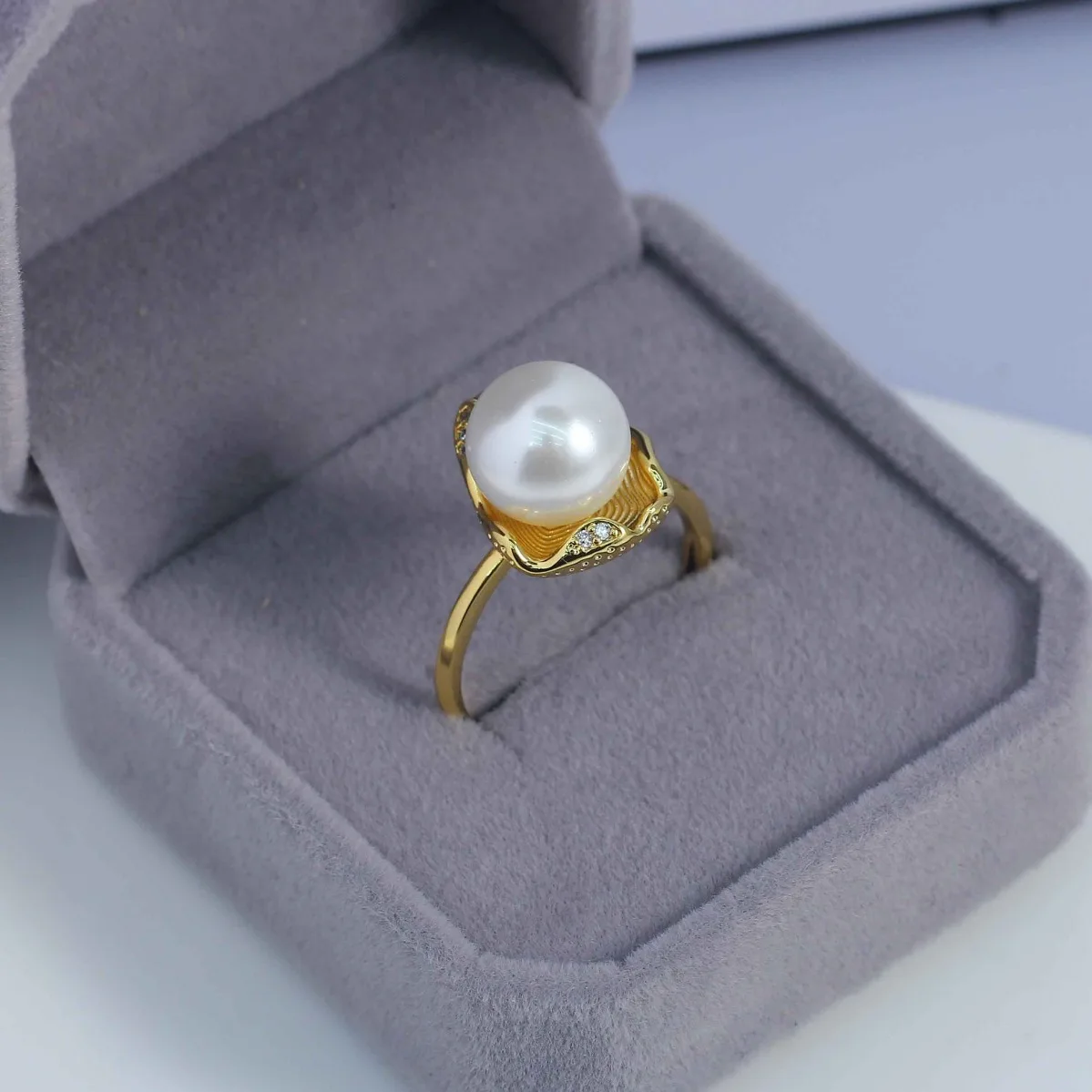 14K Gold Plated Brass Irregular Texture Spiral‑Shell Ring Base Niche Stylish For Women DIY Pearl Ring Jewelry Making