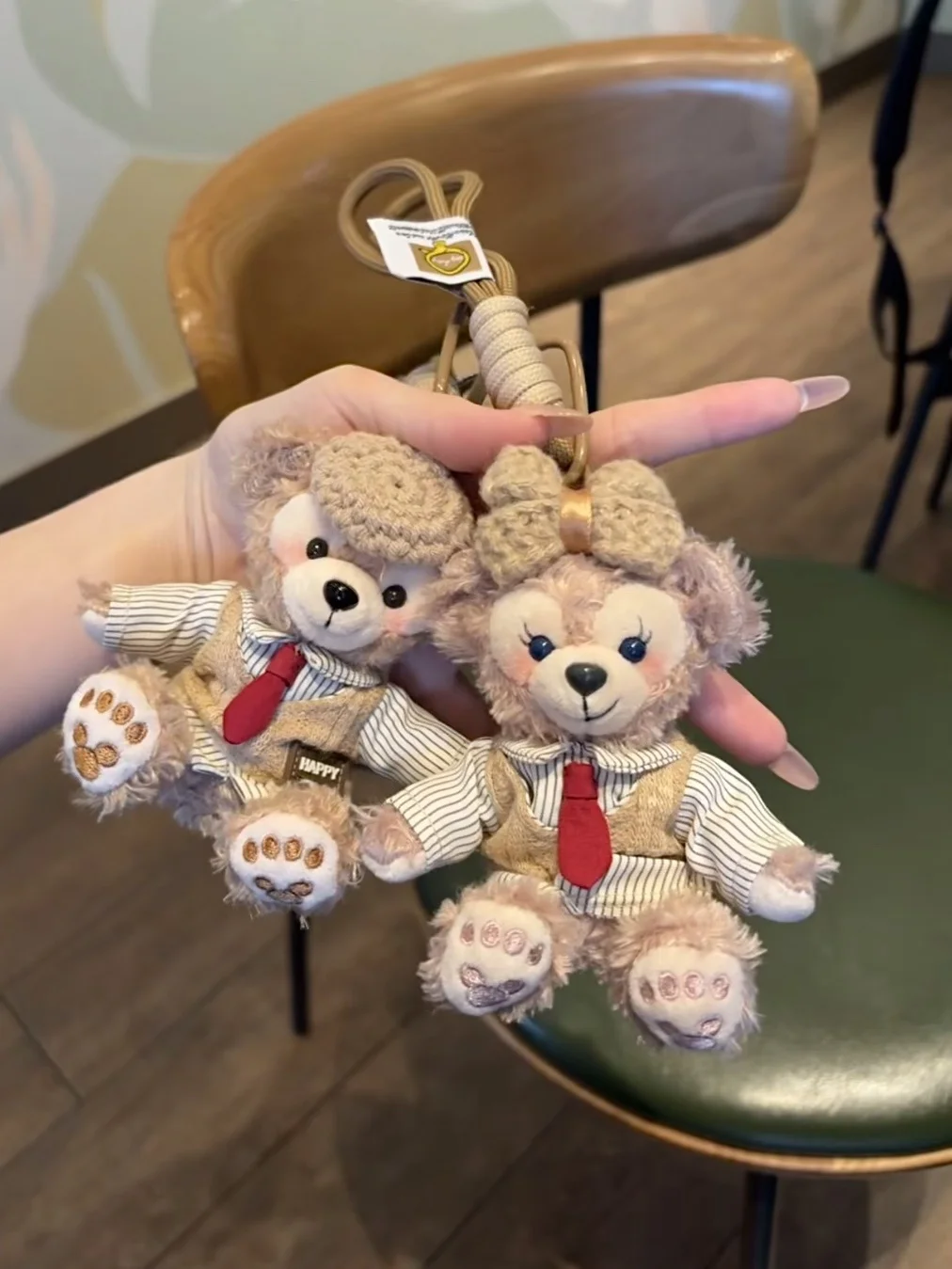 Couple's Plush Bear Pendant Handmade Birthday Gift Women's Keychain Holiday Decoration Carabiner Style Cartoon Image