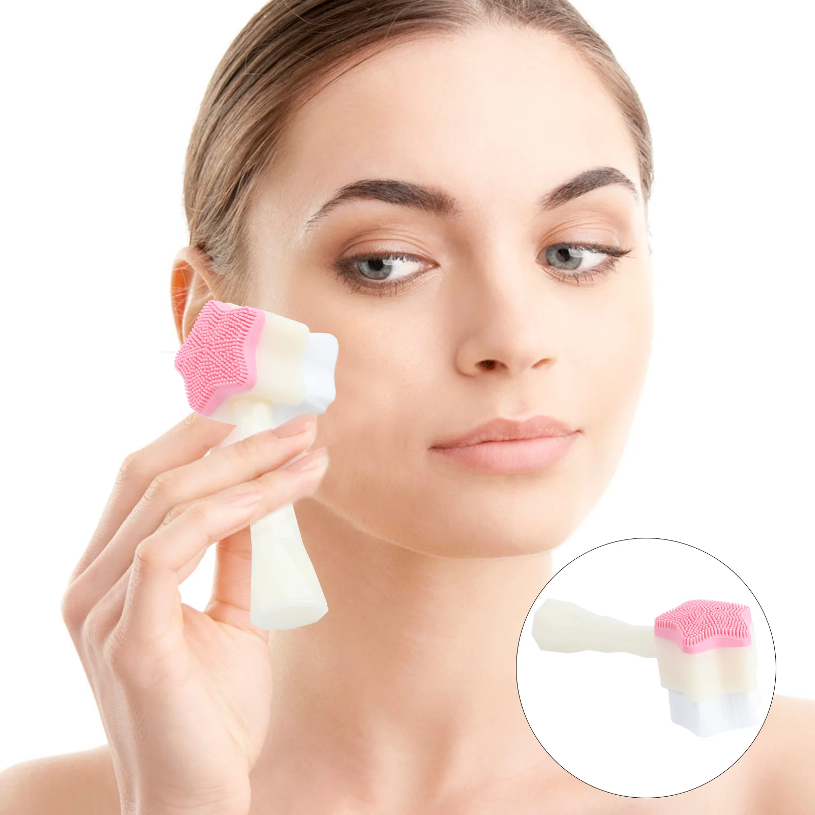 Skincare Cute Scrubber Silicone Face Brush Cleanser Tool Cleaning Brushes Pink Facial