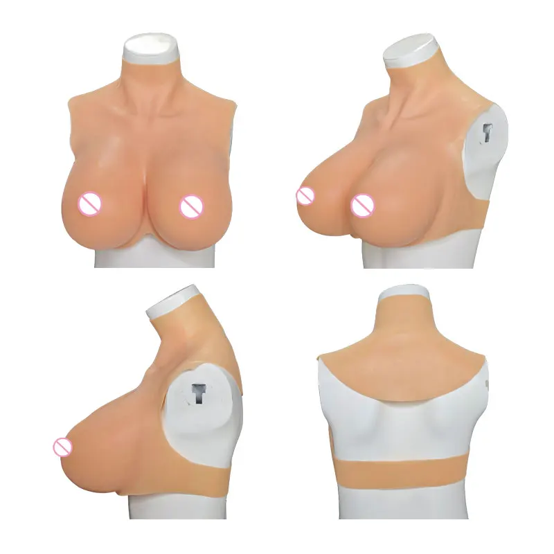 Silicone Breast Forms Bodysuit Shake Fake Boobs Plate BCDEG Sizes for Drag Queen Crossdress Transgender Cosplay with Nipple