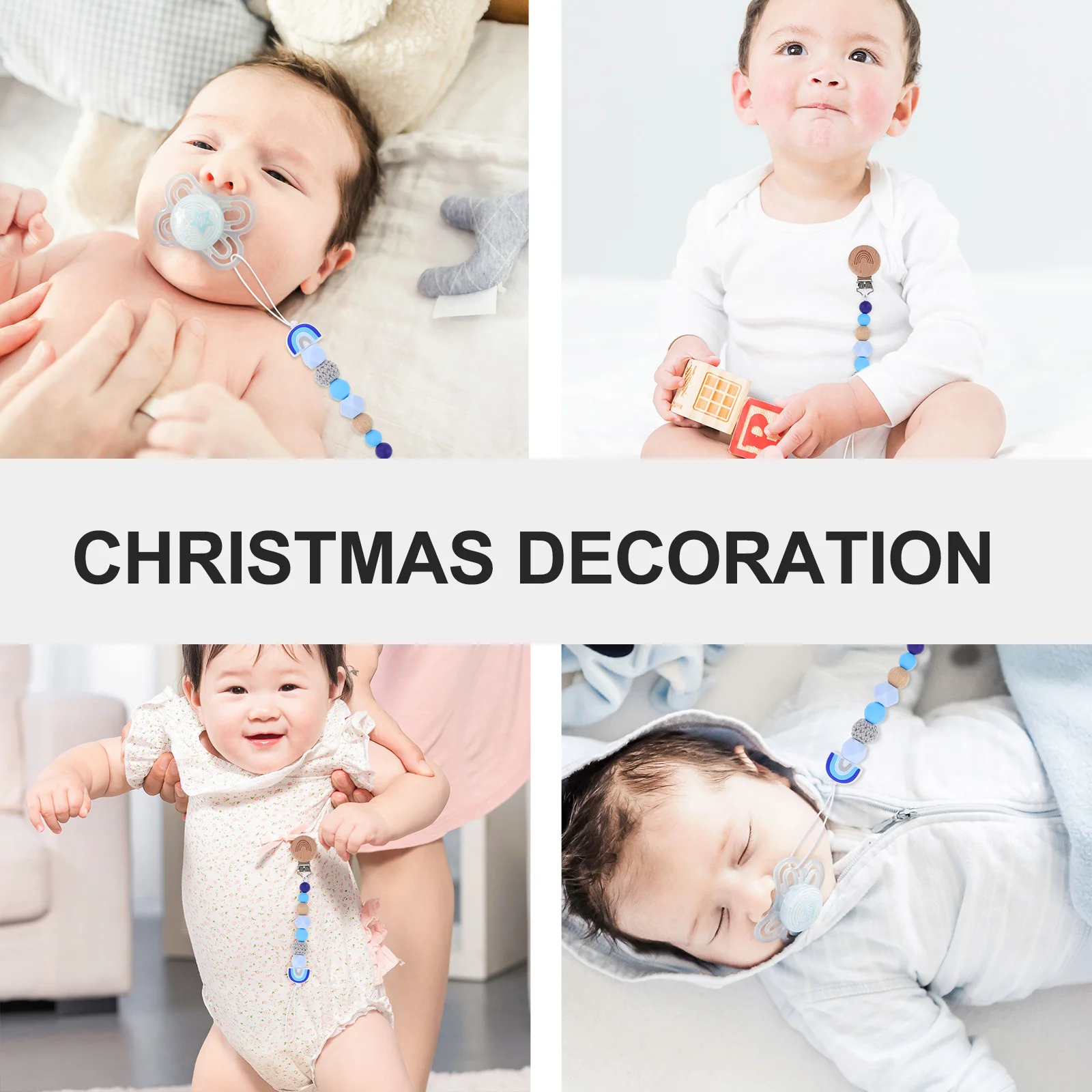 

Pacifier Clip Anti Drop Chain Baby Teether Silicone Beech Wood Holder Newborn Compatible Drool Bibs Stroller Pacifier Chain