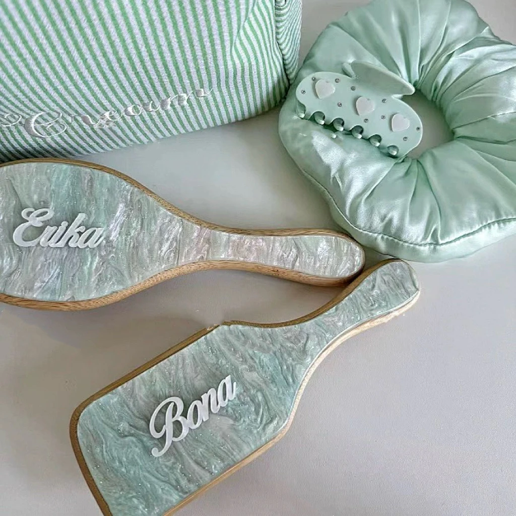 Custom Name Letters Personalized Fashion Acetate Hair Brush INES Birthday Gift for Women Girls 2025 New Hair Jewelry